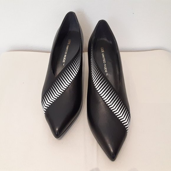 NIB UN UNITED NUDE ZINK PEEK PUMP MID HEEL IN BLACK - Picture 4 of 8